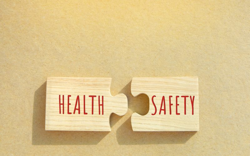 Puzzles with the word Health and Safety. Occupational health and safety systems, protect employees. Safe workplace which uses safe plant and equipment. Successful business concept.